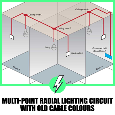 Multi-Point Radial Lighting Circuit with Old Cable Colours
